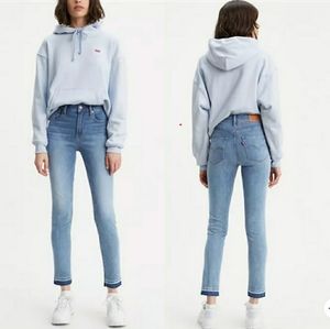 Levis 721 High Rise Raw Hem Skinny Jeans